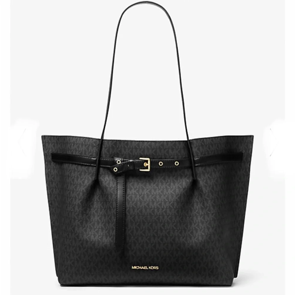 MICHAEL KORS BLACK SIGNATURE COLOR  Emilia Large Logo Tote Bag